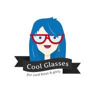 Vector funny girl in glasses logo Glasses store logotype