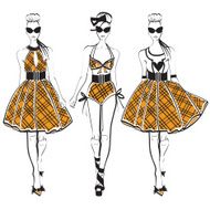 Ladies in checkered clothes