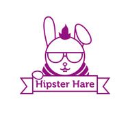 Vector hipster hare in sunglasses outline logotype
