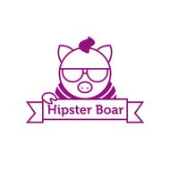 Vector hipster boar in sunglasses outline logotype
