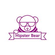 Vector hipster bear in sunglasses outline logotype
