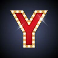 Letter Y in shape of retro sing-board with lamps