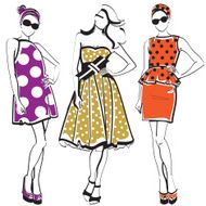 Women in dotted dresses
