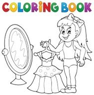 Coloring book girl with dress theme N2