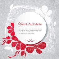Gentle grey card with decorative flowers and white lace branches N2