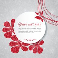 Gentle grey card with decorative flowers and white lace branches N3