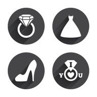 Wedding dress icon Women&#039;s shoe symbol N11