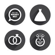 Wedding dress icon Bride and groom rings symbol N15