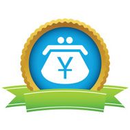 Gold yen purse logo