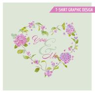 Floral Heart Graphic Design - for t-shirt fashion prints