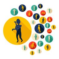 Flat concept design with shadow SEO stick figure icon N3