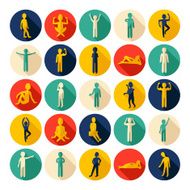 Flat concept design with shadow SEO stick figure icon N8