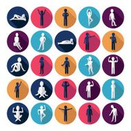 Flat concept design with shadow SEO stick figure icon N10