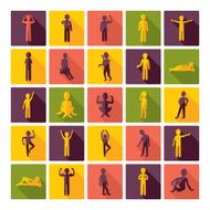 Flat concept design with shadow SEO stick figure icon N16