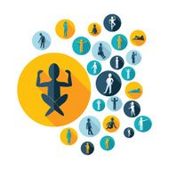 Flat concept design with shadow SEO stick figure icon N20