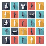 Flat concept design with shadow SEO stick figure icon N25