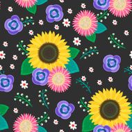 seamless cartoon flowers pattern background