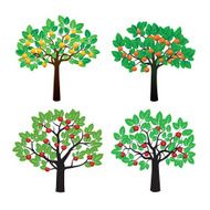 Set of Fruits Tree Vector Illustration