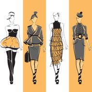 Four women fashion illustration