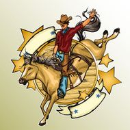 Rodeo Cowboy riding a horse