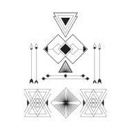 Set of geometric abstract figures with triangles arrows lines