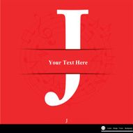 Letter J vector alphabet inserted into the paper cut ABC