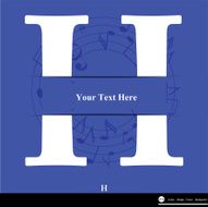 Letter H vector alphabet inserted into the paper cut ABC