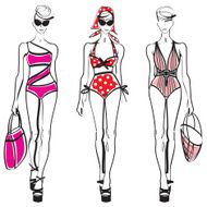 Three women in swimsuits
