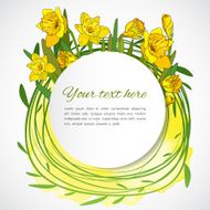 Colorful summer backgound with watercolor blob daffodils lace and leafs