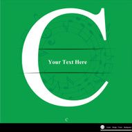 Letter C vector alphabet inserted into the paper cut ABC