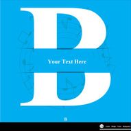 Letter B vector alphabet inserted into the paper cut ABC