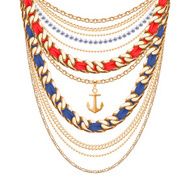 Many chains golden metallic necklace N2