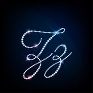Diamond glittering letter Z of sparkling brilliants