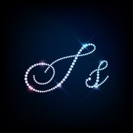 Diamond glittering letter S of sparkling brilliants