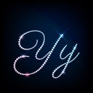 Diamond glittering letter Y of sparkling brilliants