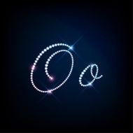 Diamond glittering letter O of sparkling brilliants