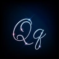 Diamond glittering letter Q of sparkling brilliants