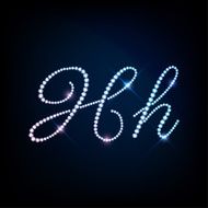 Diamond glittering letter H of sparkling brilliants