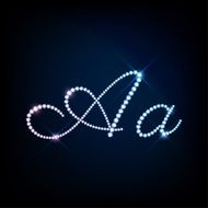 Diamond glittering letter A of sparkling brilliants