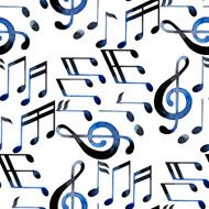 Watercolor musical notes pattern