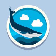 Killer whale big fish Travel flat style vector