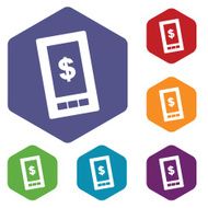 Dollar phone rhombus icons