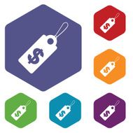 Dollar tag rhombus icons