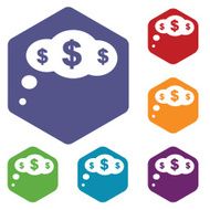 Dollar cloud rhombus icons