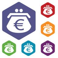 Euro purse rhombus icons