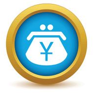 Gold yen purse icon