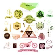 Hipster style elements icons and labels N10