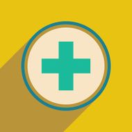 Flat with shadow icon and mobile application logo medical care