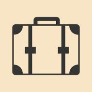 Flat in black and white mobile application suitcase