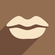 Flat with shadow icon and mobile application lips